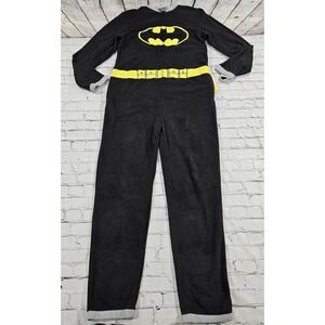 Batman Fleece Union Suit Mens M Black Yellow Cape DC Comics Pajamas